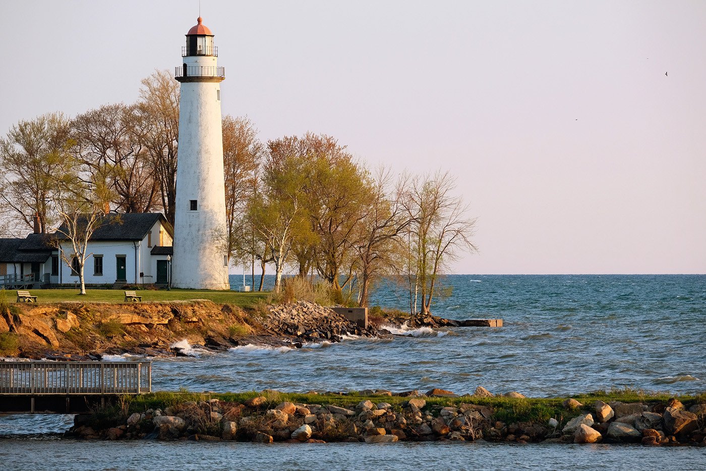 Pointe aux Barques Lighthouse on the coast of Lake Huron, Michigan